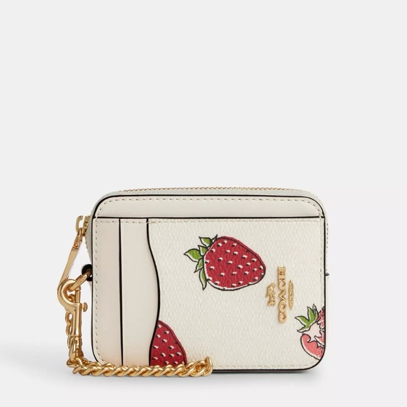 NWT Coach! Zip Card Case With Strawberry
Print 🍓 - Picture 1 of 8